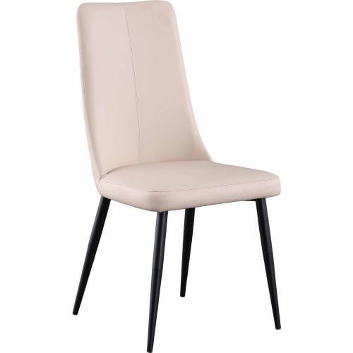 Bridget Tall Back Dining Chair in Beige Leatherette & Black (Set of 4)